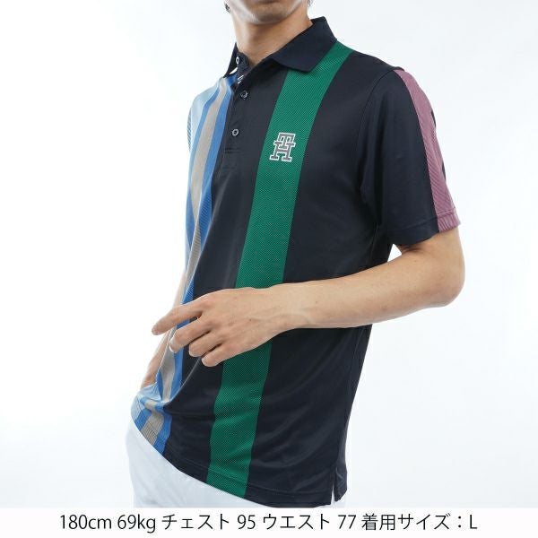 トミー ヒルフィガー ゴルフ Tommy Hilfiger Golf メンズ メンズ ビックマルチストライプ 半袖シャツ THMA405 詳細3