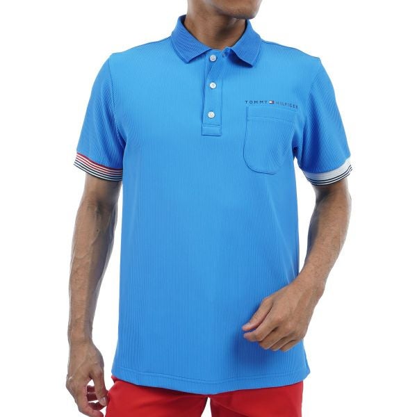 トミー ヒルフィガー ゴルフ Tommy Hilfiger Golf メンズ メンズ トリコットストライプ 半袖シャツ THMA421 詳細3