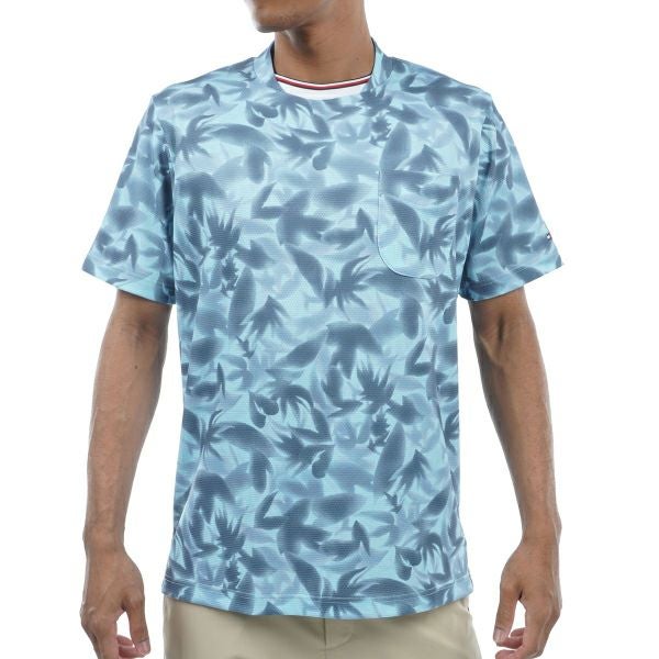 トミー ヒルフィガー ゴルフ Tommy Hilfiger Golf メンズ メンズ 木漏れ日リーフ 半袖モックシャツ THMA435 詳細1