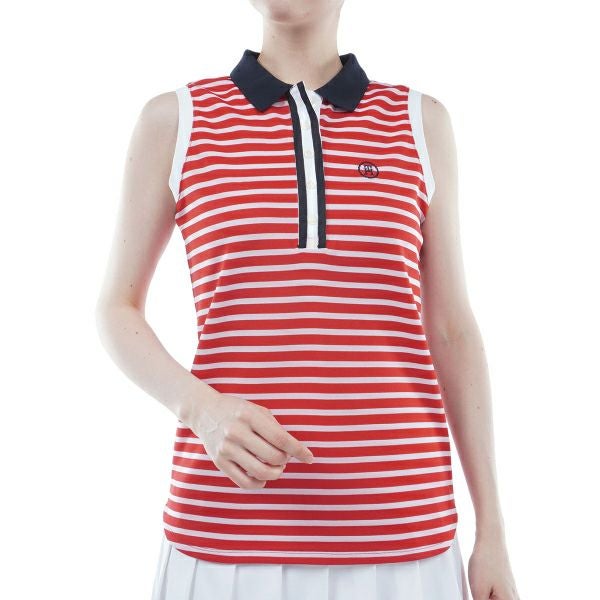 トミー ヒルフィガー ゴルフ Tommy Hilfiger Golf レディース レディース ボーダー ノースリーブシャツ THLA403 詳細1