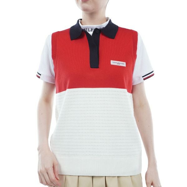 トミー ヒルフィガー ゴルフ Tommy Hilfiger Golf レディース レディース キーネック メッシュニットベスト THLA417 詳細1