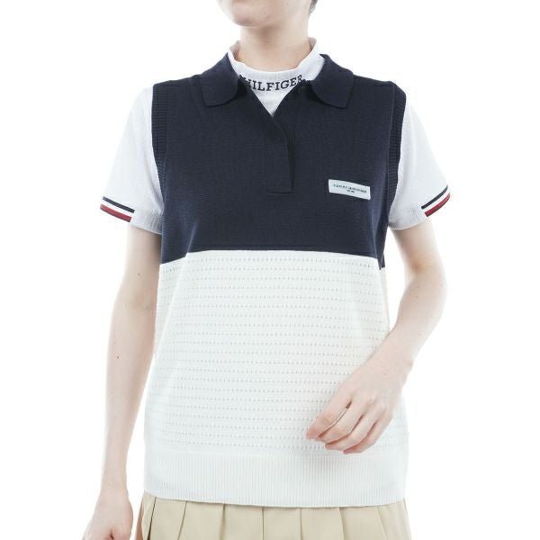 トミー ヒルフィガー ゴルフ Tommy Hilfiger Golf レディース レディース キーネック メッシュニットベスト THLA417 詳細3