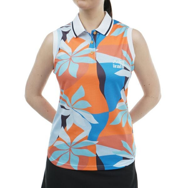 アドミラル ゴルフ Admiral GOLF レディース レディース リゾート柄 ノースリーブポロシャツ ADLA437 詳細3