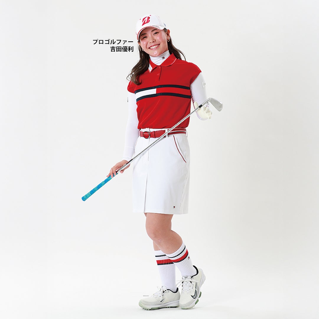 吉田優利プロ着用 トミー ヒルフィガー ゴルフ Tommy Hilfiger Golf レディース レディース ミドルソックス シグネチャー THMB4SDL ホワイト