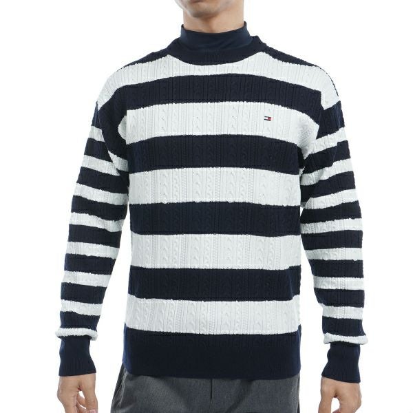 ツアーティー TOUR TEE メンズ メンズ ケーブルボーダー　クルーネックセーター THMA485 詳細1