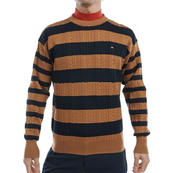 ツアーティー TOUR TEE メンズ メンズ ケーブルボーダー　クルーネックセーター THMA485 詳細2