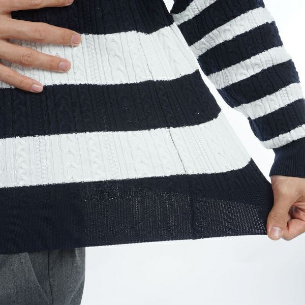 ツアーティー TOUR TEE メンズ メンズ ケーブルボーダー　クルーネックセーター THMA485 詳細12