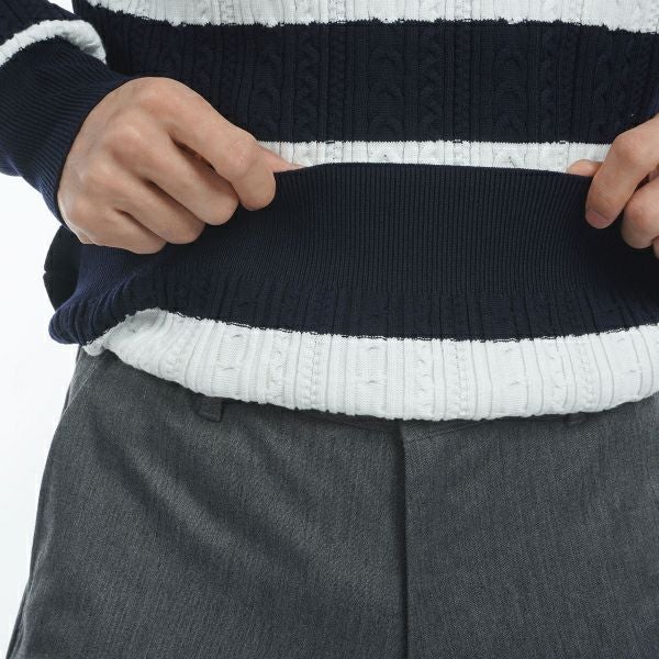 ツアーティー TOUR TEE メンズ メンズ ケーブルボーダー　クルーネックセーター THMA485 詳細16