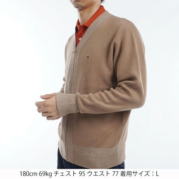 ツアーティー TOUR TEE メンズ メンズ バックロゴ　Vネックジップアップセーター THMA460 詳細6