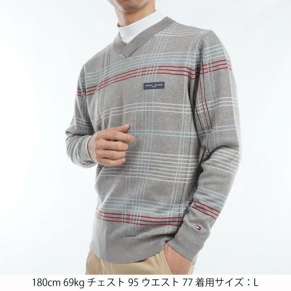 ツアーティー TOUR TEE メンズ メンズ チェックジャカート　Vネックセーター THMA462 詳細6