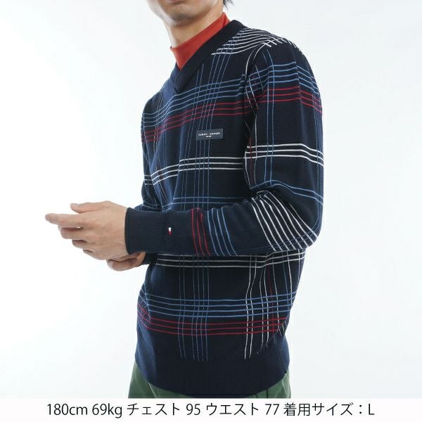 ツアーティー TOUR TEE メンズ メンズ チェックジャカート　Vネックセーター THMA462 詳細8
