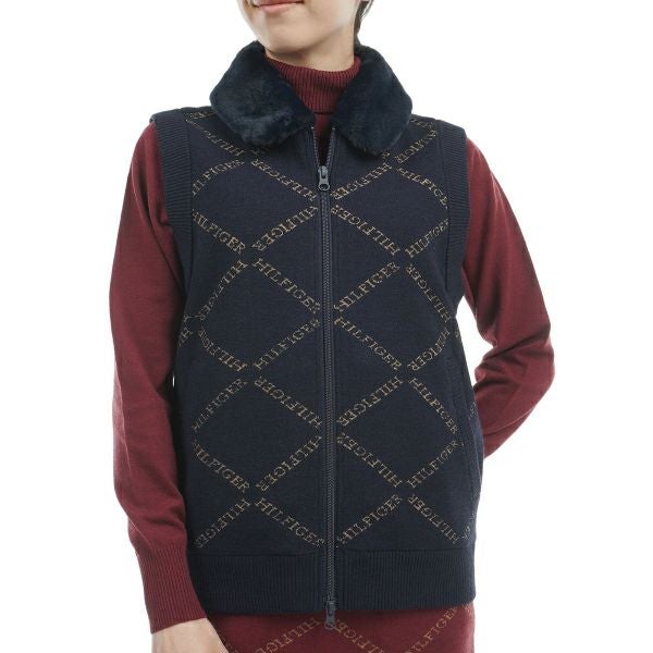 ツアーティー TOUR TEE レディース レディースモノグラムジャカ－ド　ファートリム　ニットベスト THLA487 詳細2