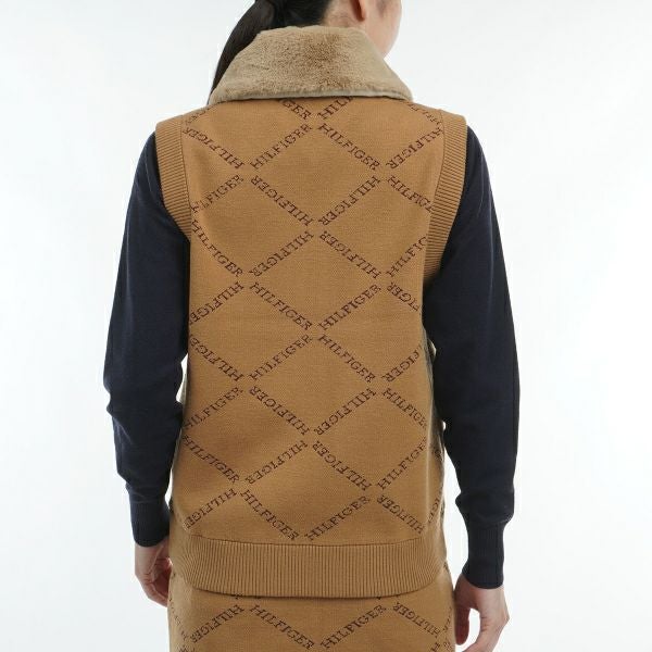 ツアーティー TOUR TEE レディース レディースモノグラムジャカ－ド　ファートリム　ニットベスト THLA487 詳細5