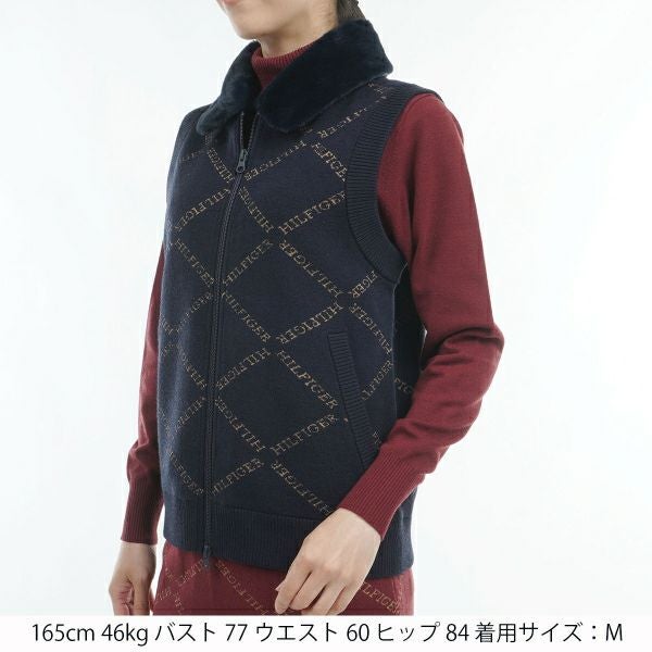ツアーティー TOUR TEE レディース レディースモノグラムジャカ－ド　ファートリム　ニットベスト THLA487 詳細6