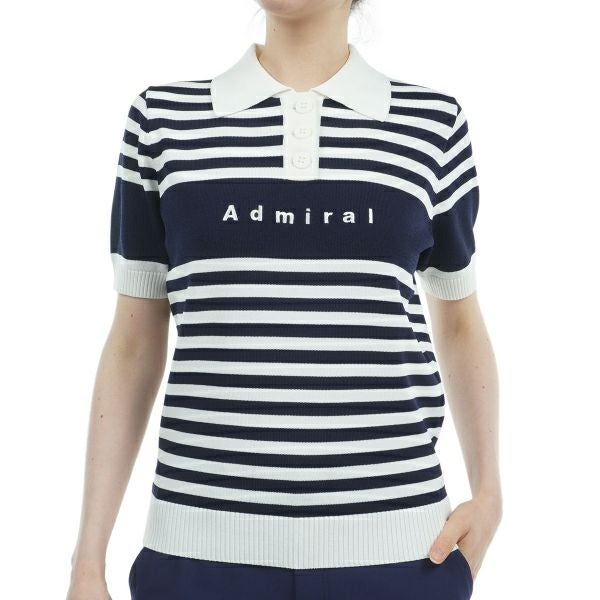 ツアーティー TOUR TEE レディース レディース ボーダーニット ハーフスリーブ ポロシャツ ADLA451 詳細1