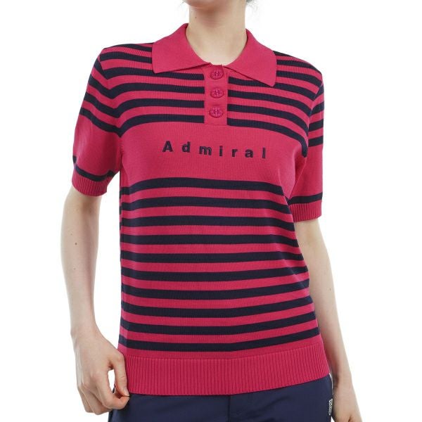 ツアーティー TOUR TEE レディース レディース ボーダーニット ハーフスリーブ ポロシャツ ADLA451 詳細3