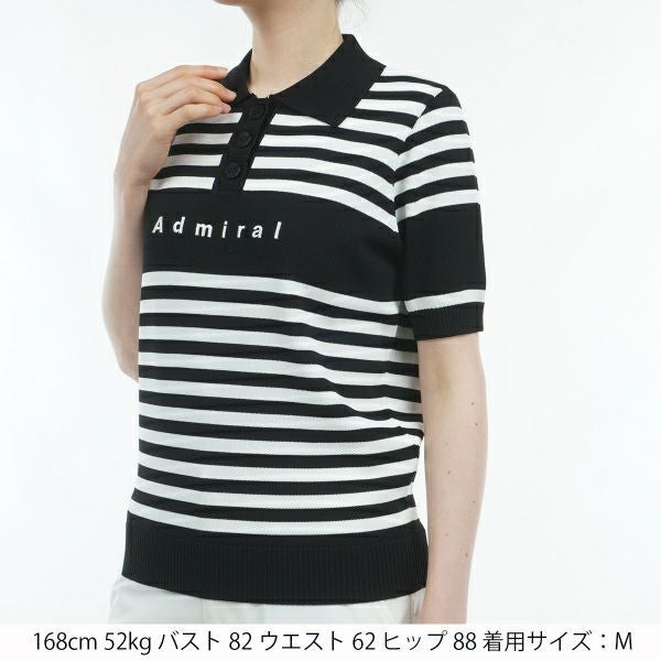 ツアーティー TOUR TEE レディース レディース ボーダーニット ハーフスリーブ ポロシャツ ADLA451 詳細6
