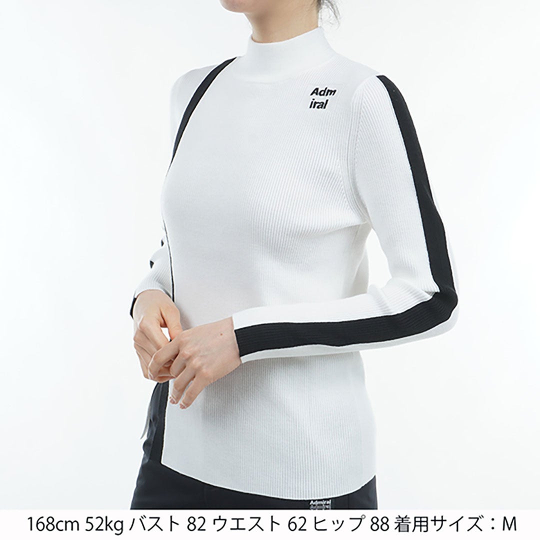 アドミラル ゴルフ Admiral GOLF レディース フロントスリット モックネックリブセーター ADLA476 ホワイト