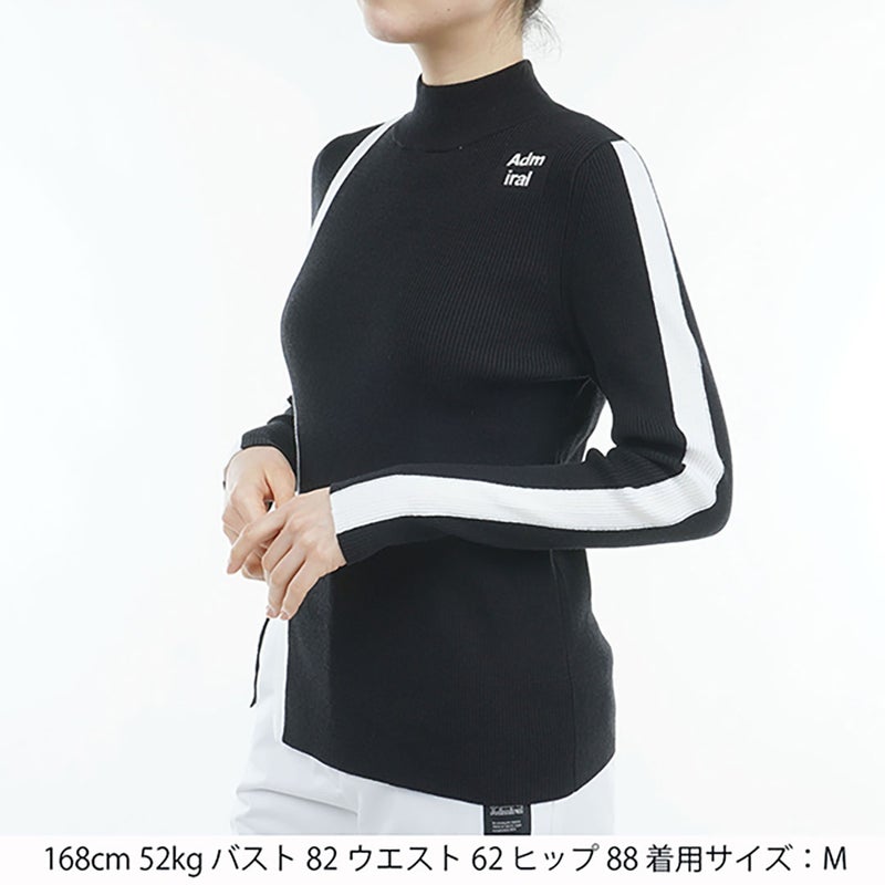 アドミラル ゴルフ Admiral GOLF レディース フロントスリット モックネックリブセーター ADLA476 ブラック
