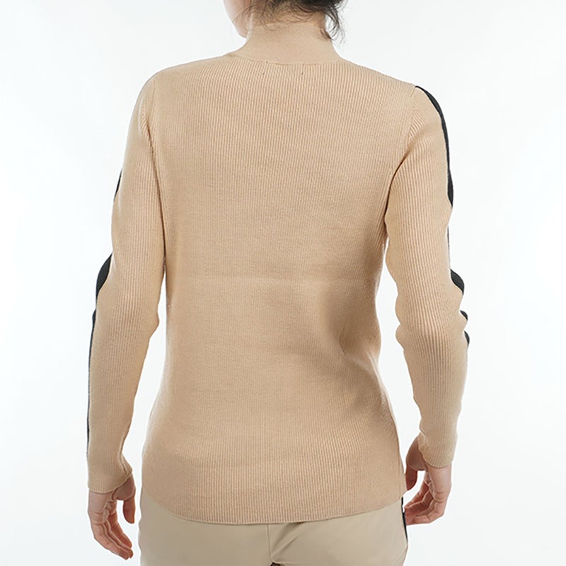 アドミラル ゴルフ Admiral GOLF レディース フロントスリット モックネックリブセーター ADLA476 サンドベージュ