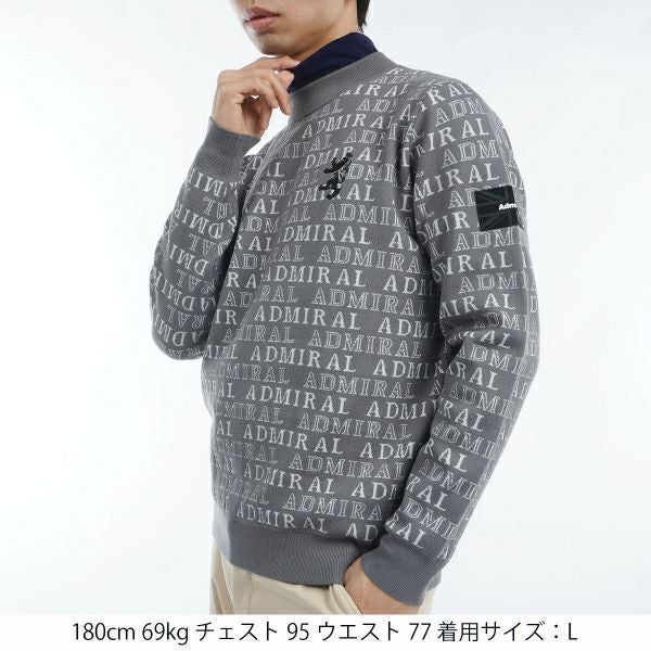 ツアーティー TOUR TEE メンズ メンズ ビッグランパント ロゴジャガード モックネックセーター ADMA480 詳細9