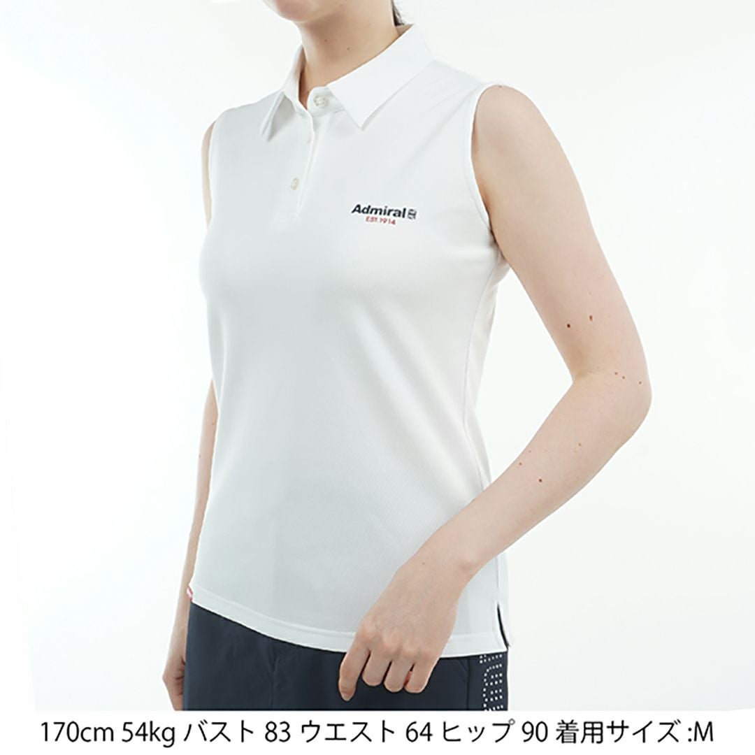 Admiral ノースリーブポロシャツ S ホワイト/ネイビー 30％OFF】[アドミラル ゴルフ]レディース カラタッチ ノースリーブ