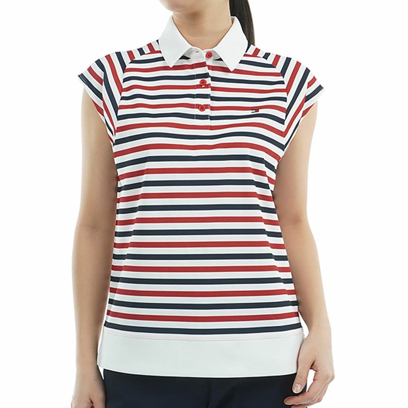 トミー ヒルフィガー ゴルフ Tommy Hilfiger Golf レディース レディース クレイジーボーダー フレンチスリーブシャツ THLA503 詳細1
