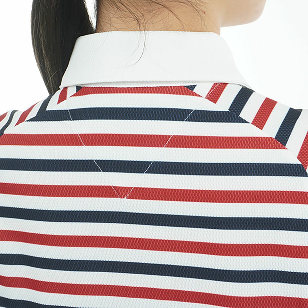 トミー ヒルフィガー ゴルフ Tommy Hilfiger Golf レディース レディース クレイジーボーダー フレンチスリーブシャツ THLA503 詳細9