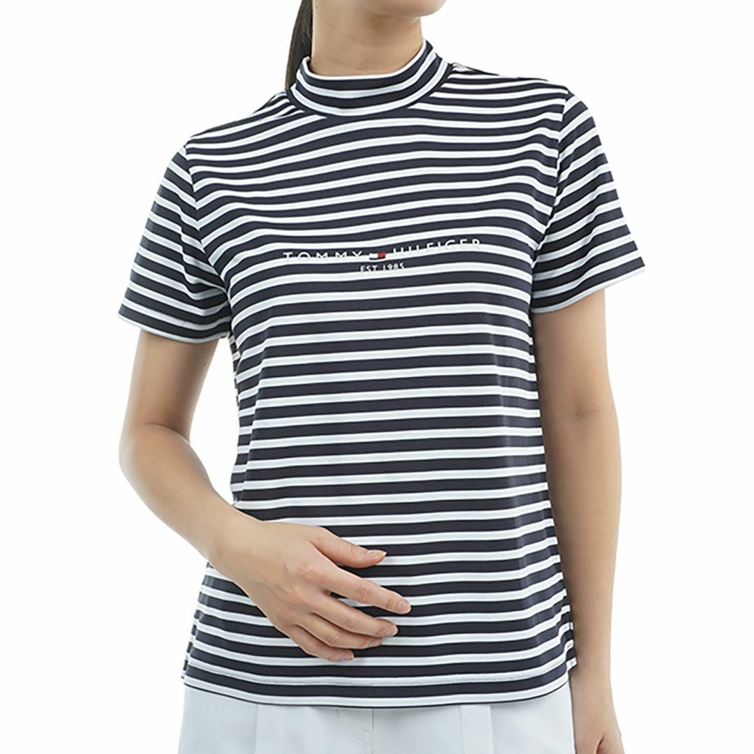 トミーヒルフィガーゴルフ モックネック総柄半袖 Lベージュ 30％OFF】[トミー ヒルフィガー ゴルフ]レディース フロントロゴ 半袖