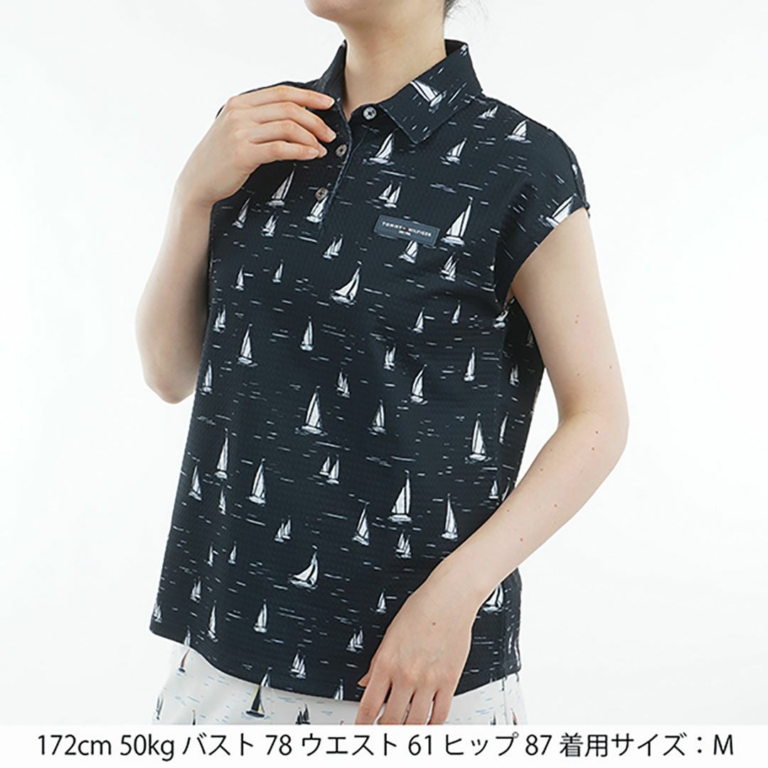 トミー ヒルフィガー ゴルフ Tommy Hilfiger Golf レディース レディース ヨットプリント フレンチスリーブシャツ THLA520 詳細3