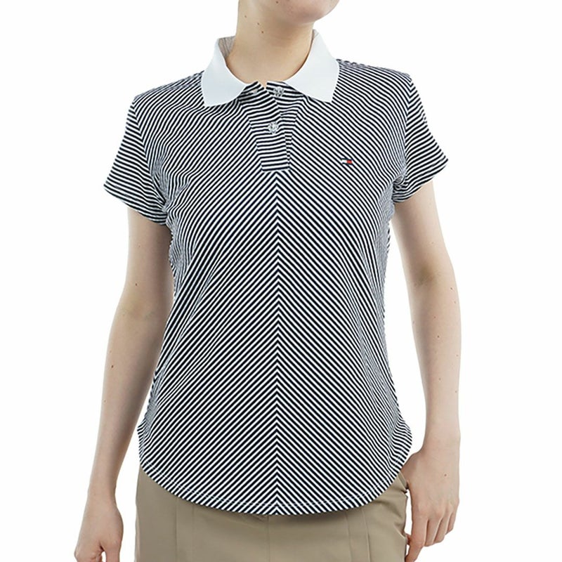トミー ヒルフィガー ゴルフ Tommy Hilfiger Golf レディース レディース ストライプ キャップスリーブポロシャツ THLA524 詳細2