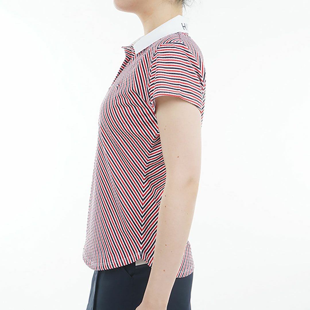 トミー ヒルフィガー ゴルフ Tommy Hilfiger Golf レディース レディース ストライプ キャップスリーブポロシャツ THLA524 詳細5