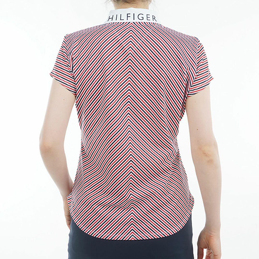 トミー ヒルフィガー ゴルフ Tommy Hilfiger Golf レディース レディース ストライプ キャップスリーブポロシャツ THLA524 詳細6