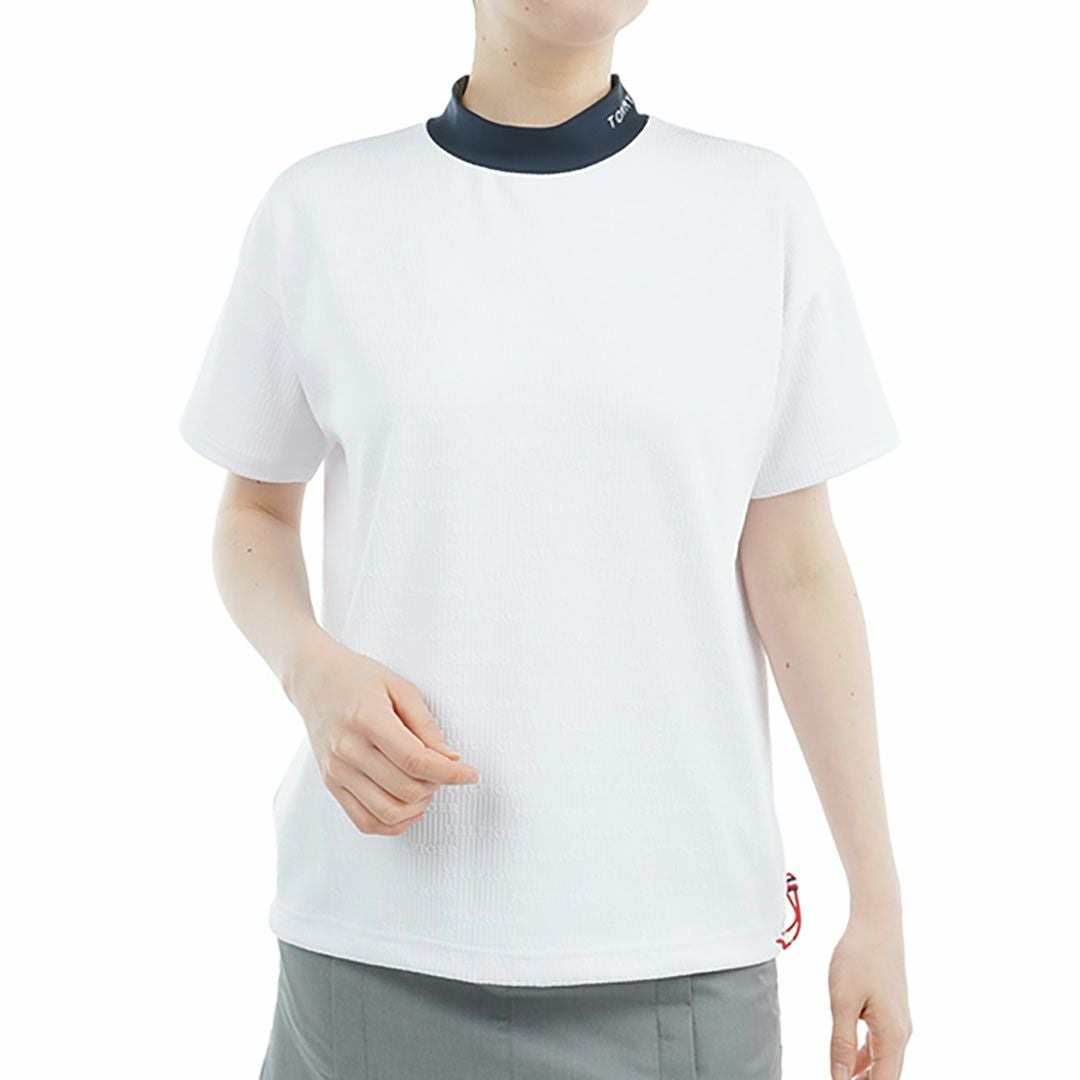 【新品】トミーヒルフィガーゴルフ 半袖 ネイビーx白フロント レディースL TOMMY HILFIGER - 新品】トミーヒルフィガーゴルフ 半袖 ネイビーx白