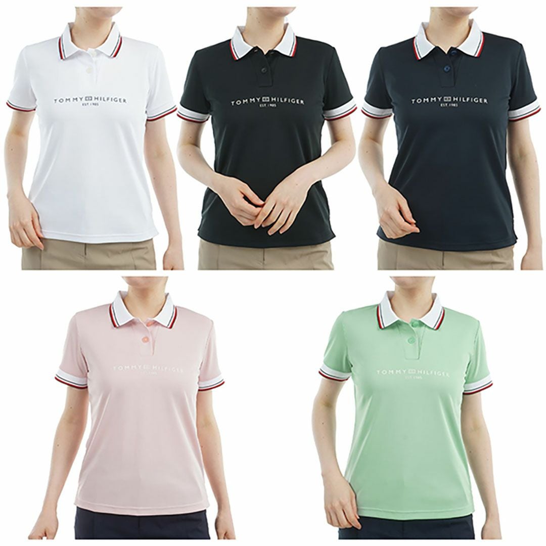 トミー ヒルフィガー ゴルフ Tommy Hilfiger Golf レディース レディース フロントロゴ ホワイトカラー半袖ポロシャツ THLA531 詳細22