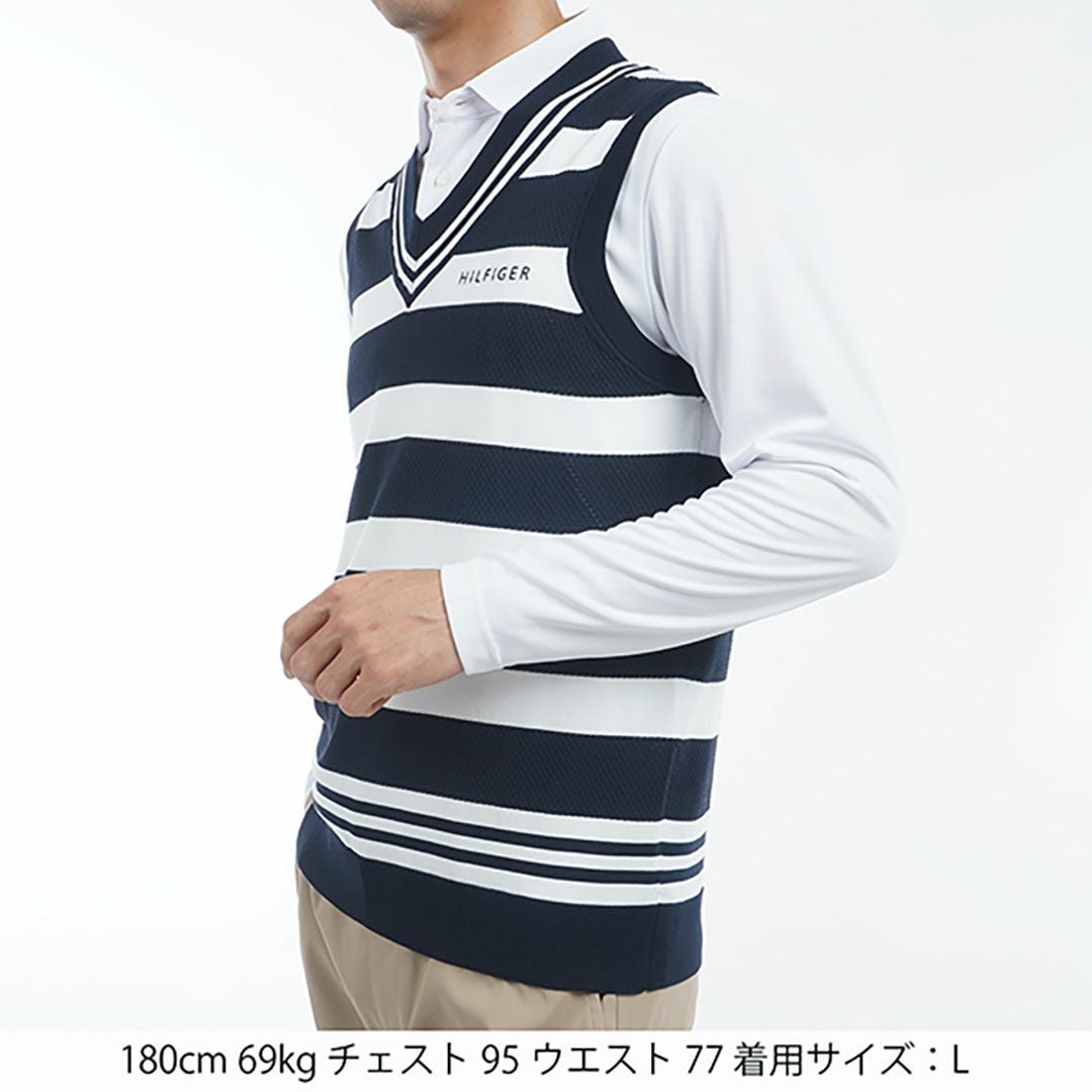 トミー ヒルフィガー ゴルフ Tommy Hilfiger Golf メンズ メンズ シャドーストライプ クリケットニットベスト THMA510 詳細4