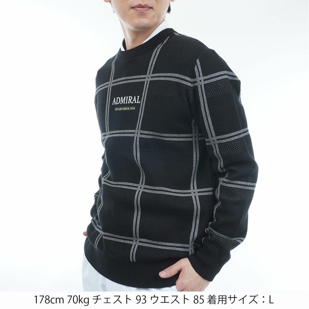 Admiral ゴルフセーター 30％OFF】[アドミラル ゴルフ]メンズ ウィンドウペン クルーネック