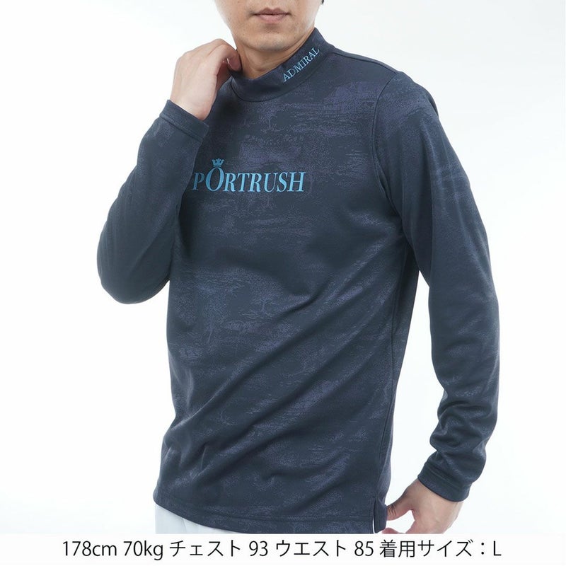 アドミラル ゴルフ Admiral GOLF メンズ メンズ ゴルフジャガード L/Sモックネックシャツ ADMA560 詳細8