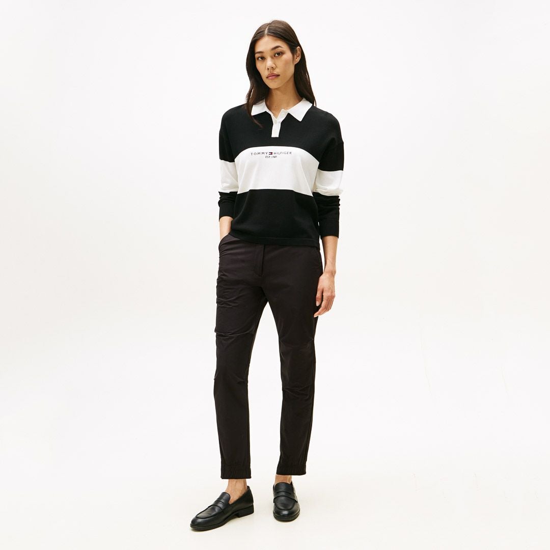 30％OFF】[トミーヒルフィガー]レディース 裾ロゴゴム ロングパンツ