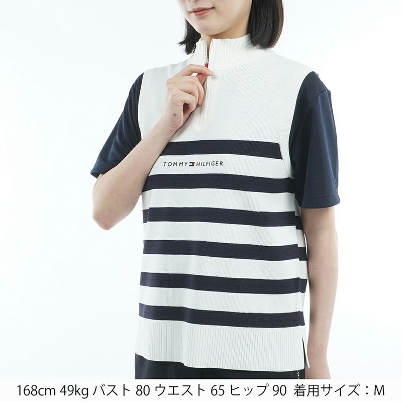 トミー ヒルフィガー ゴルフ Tommy Hilfiger Golf レディース レディース フロントロゴ ハイネック ノースリーブニット THLA561 詳細2