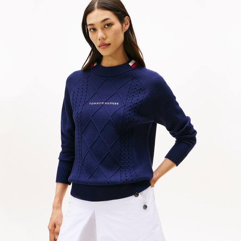 トミー ヒルフィガー ゴルフ Tommy Hilfiger Golf レディース レディース マシュマロタッチ ケーブル柄  ハイネックニット THLA582 詳細32
