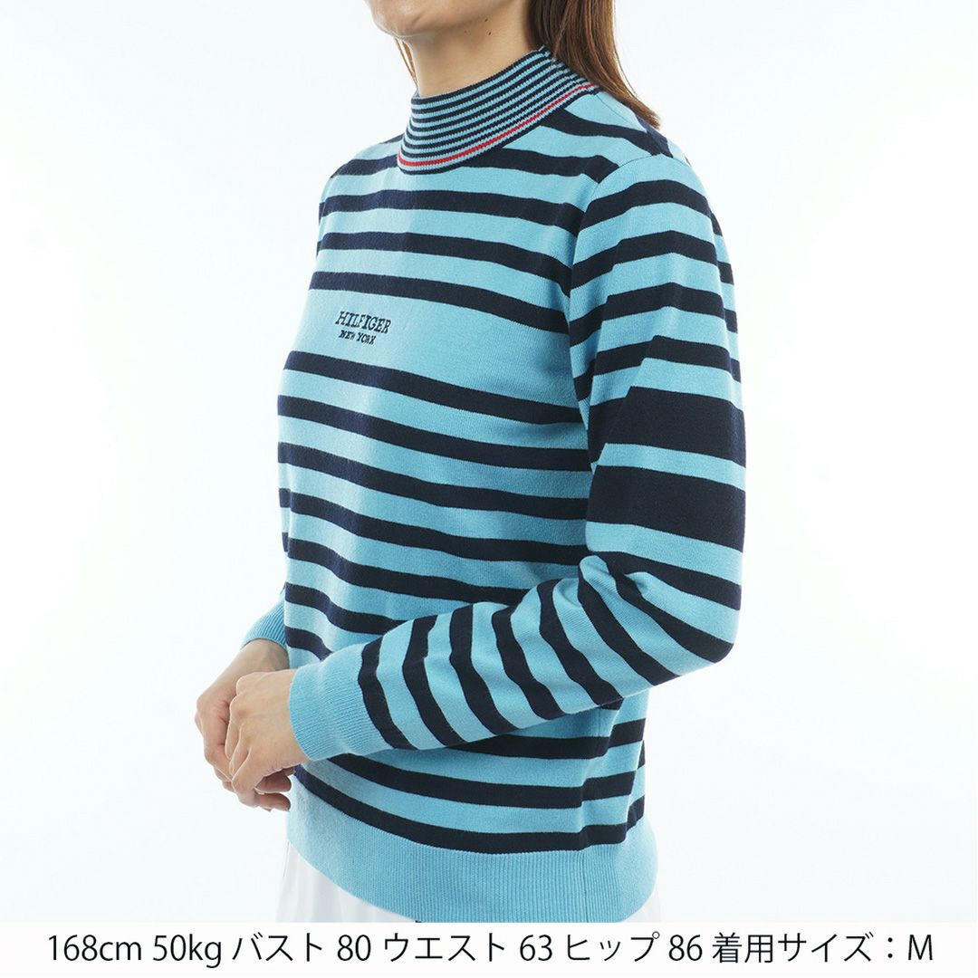 40％OFF】[トミーヒルフィガー]レディース ボーダー ハイネックニット