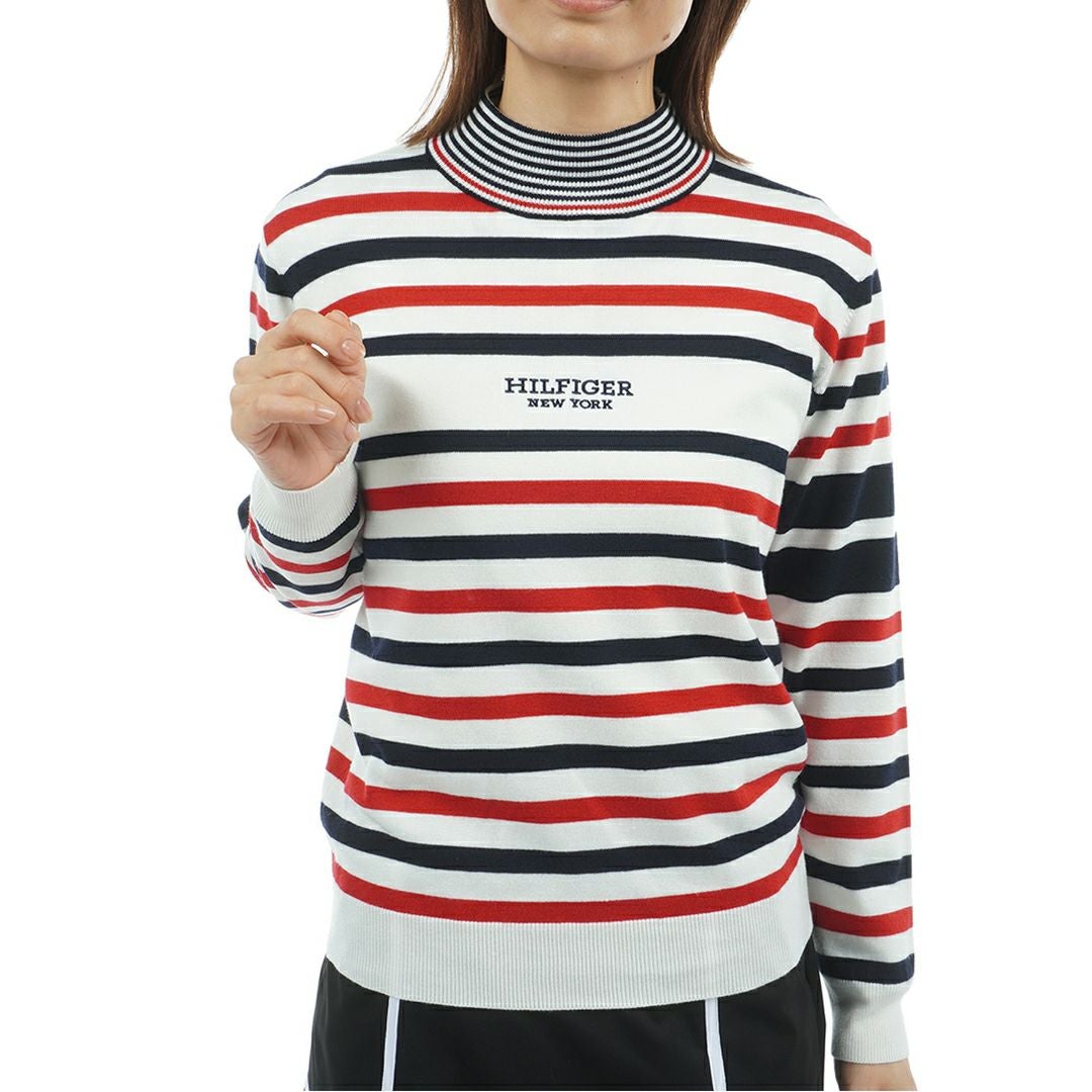 40％OFF】[トミーヒルフィガー]レディース ボーダー ハイネックニット