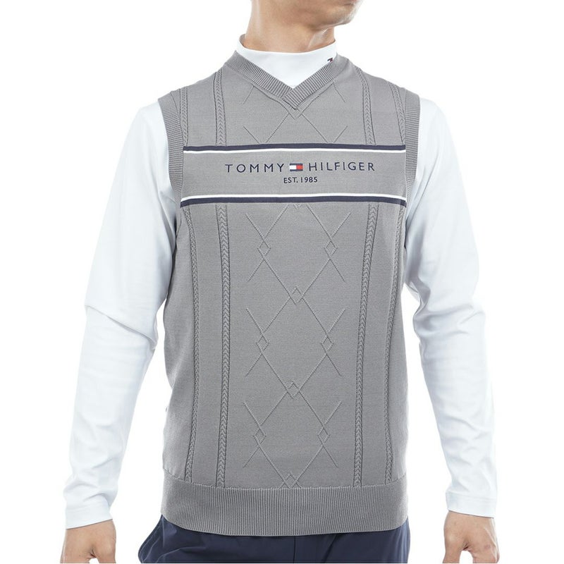 トミー ヒルフィガー ゴルフ Tommy Hilfiger Golf メンズ メンズ ケ-ブル浅Vネック ニットベスト THMA560 詳細4