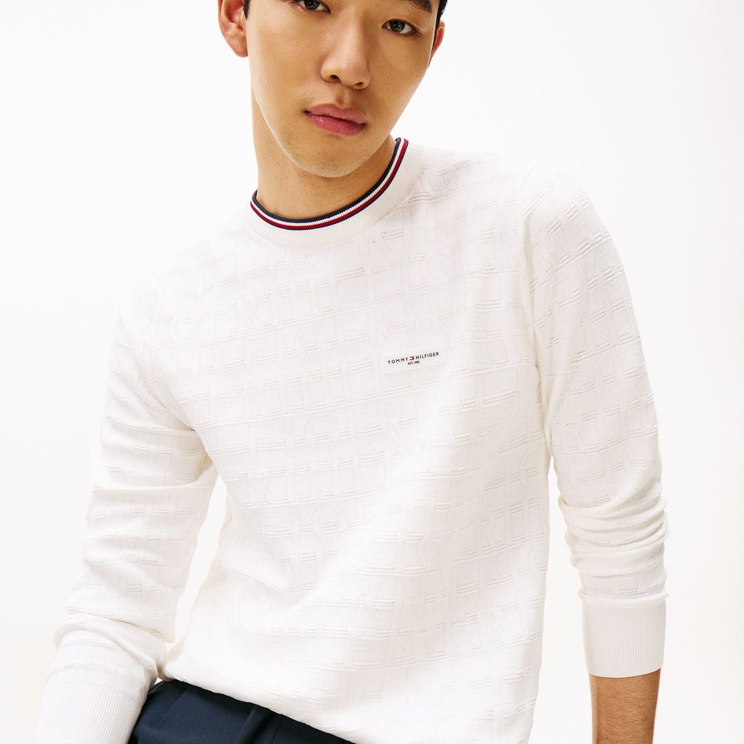 トミー ヒルフィガー ゴルフ Tommy Hilfiger Golf メンズ メンズ ロゴジャガード クル-ネックニット THMA564 詳細24