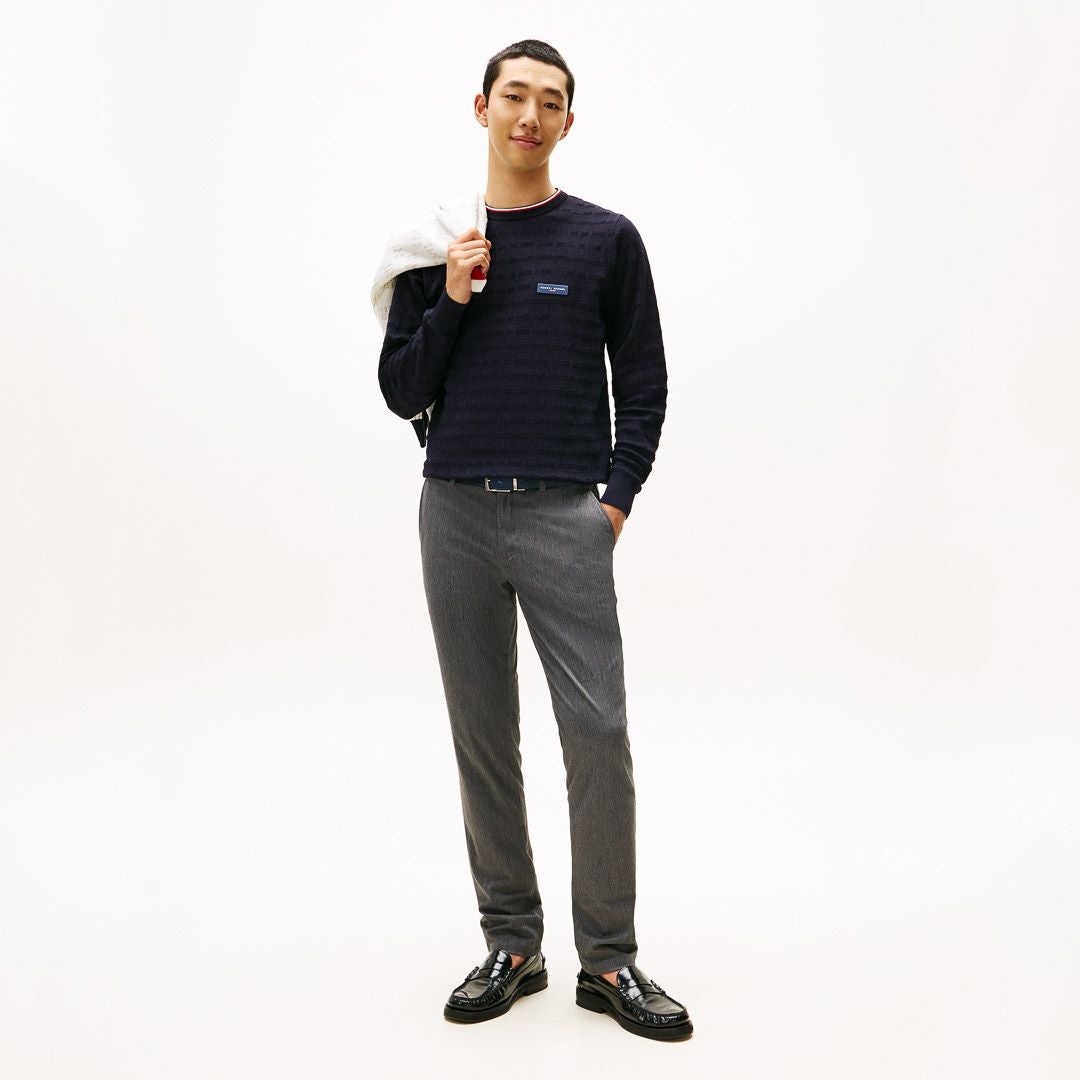 30％OFF】[トミーヒルフィガー]メンズ ロゴジャガード クル-ネック