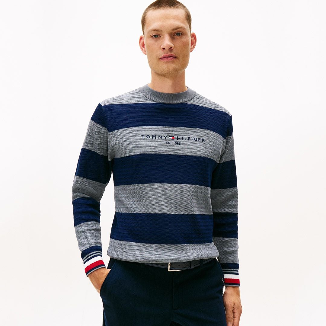 30％OFF】[トミーヒルフィガー]メンズ ボーダー クルーネックニット