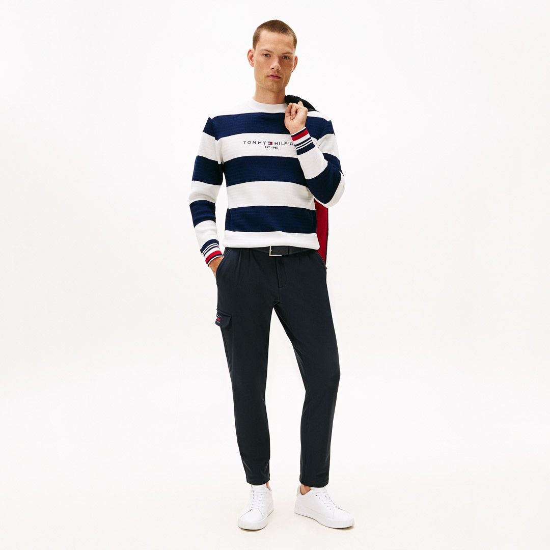 30％OFF】[トミーヒルフィガー]メンズ ボーダー クルーネックニット