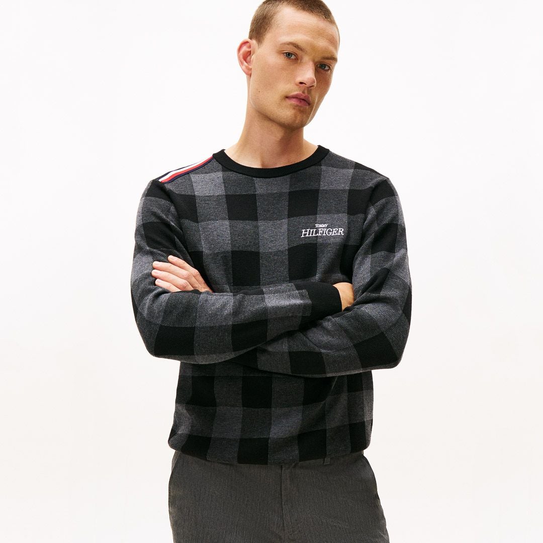 30％OFF】[トミーヒルフィガー]メンズ チェックジャガード クルー