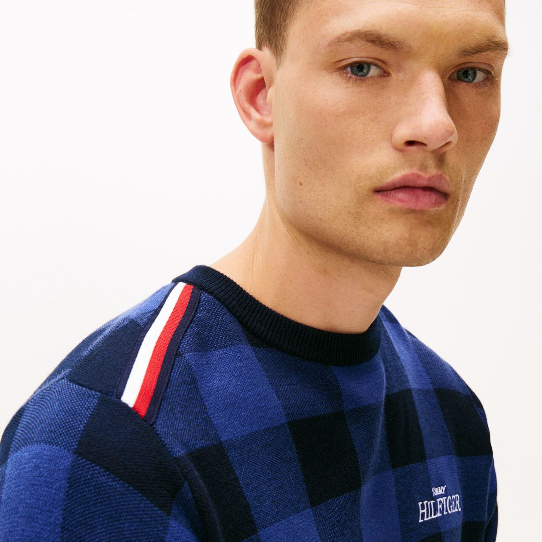 30％OFF】[トミーヒルフィガー]メンズ チェックジャガード クルー